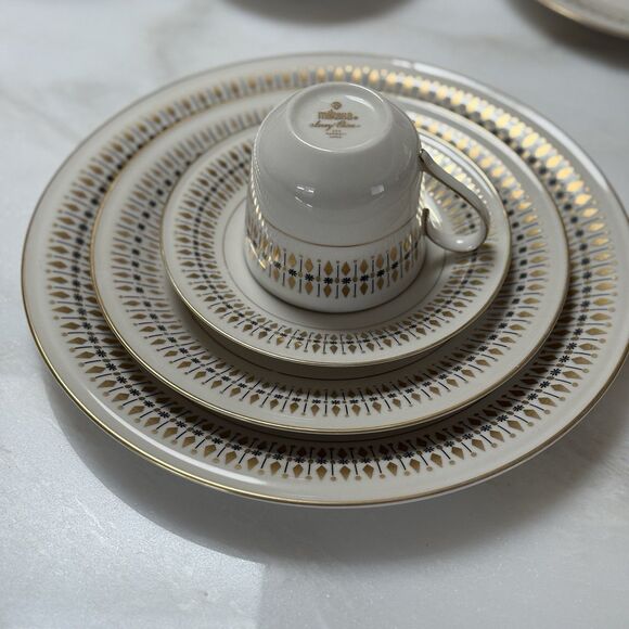 VTG Mikasa Ivory China “HARMONY” #208 Gold MCM 50 Pieces Cream Sugar Platter - Picture 16 of 16